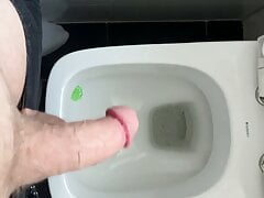 Young stud is pissing first time on Video