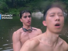 'Cruising on the beach, Asian boy ass fucked by uncut Latino jock (Tyler Wu, Nathan Lin, Valerio O'