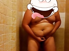 Chubby hot shower cum shot
